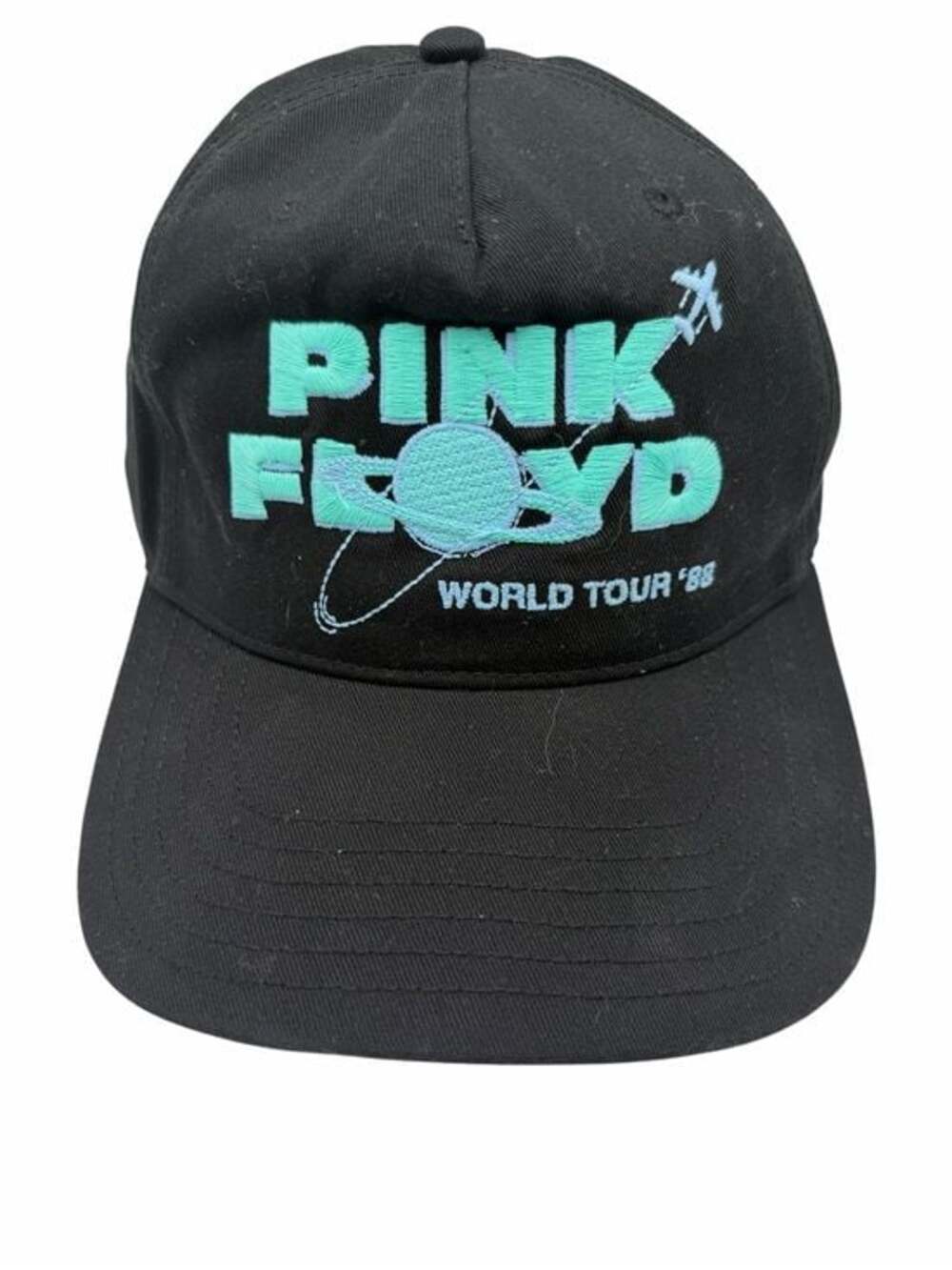 Pink Floyd Black Hat with Teal Embroidered Logo - World Tour '88